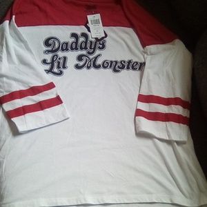 NWT Harley Quinn "daddy's Lil Monster" Quarter Length Sleeve's With Stripe's
